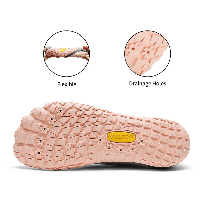 NORTIV 8 Womens Barefoot Water Sports Shoes - Outdoor Athletic Pool Swim Hiking Aqua Shoes, Light/Grey/Pink - 8 (Treklady-2) - Image 5